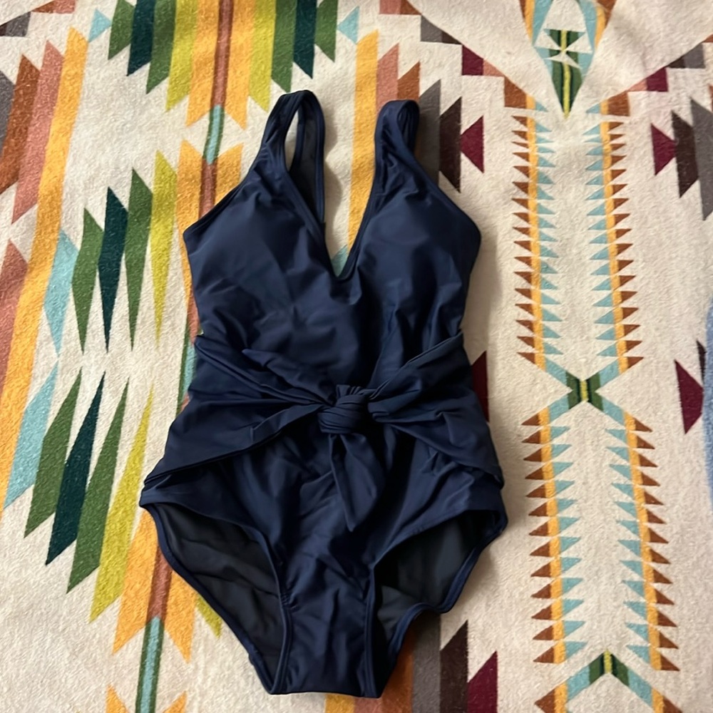 Navy blue one piece swimsuit